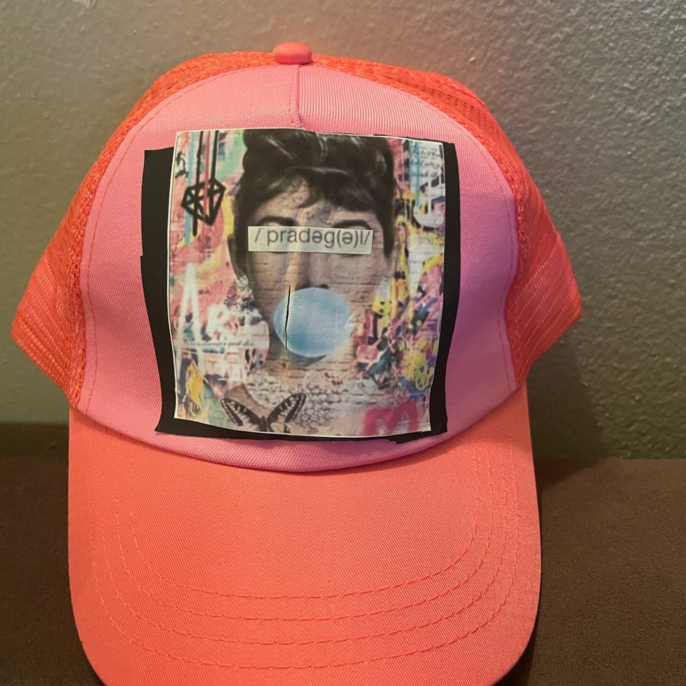 Pink Trucker Hat with Graphic Patch Customized Audrey Hepburn by Prodigal